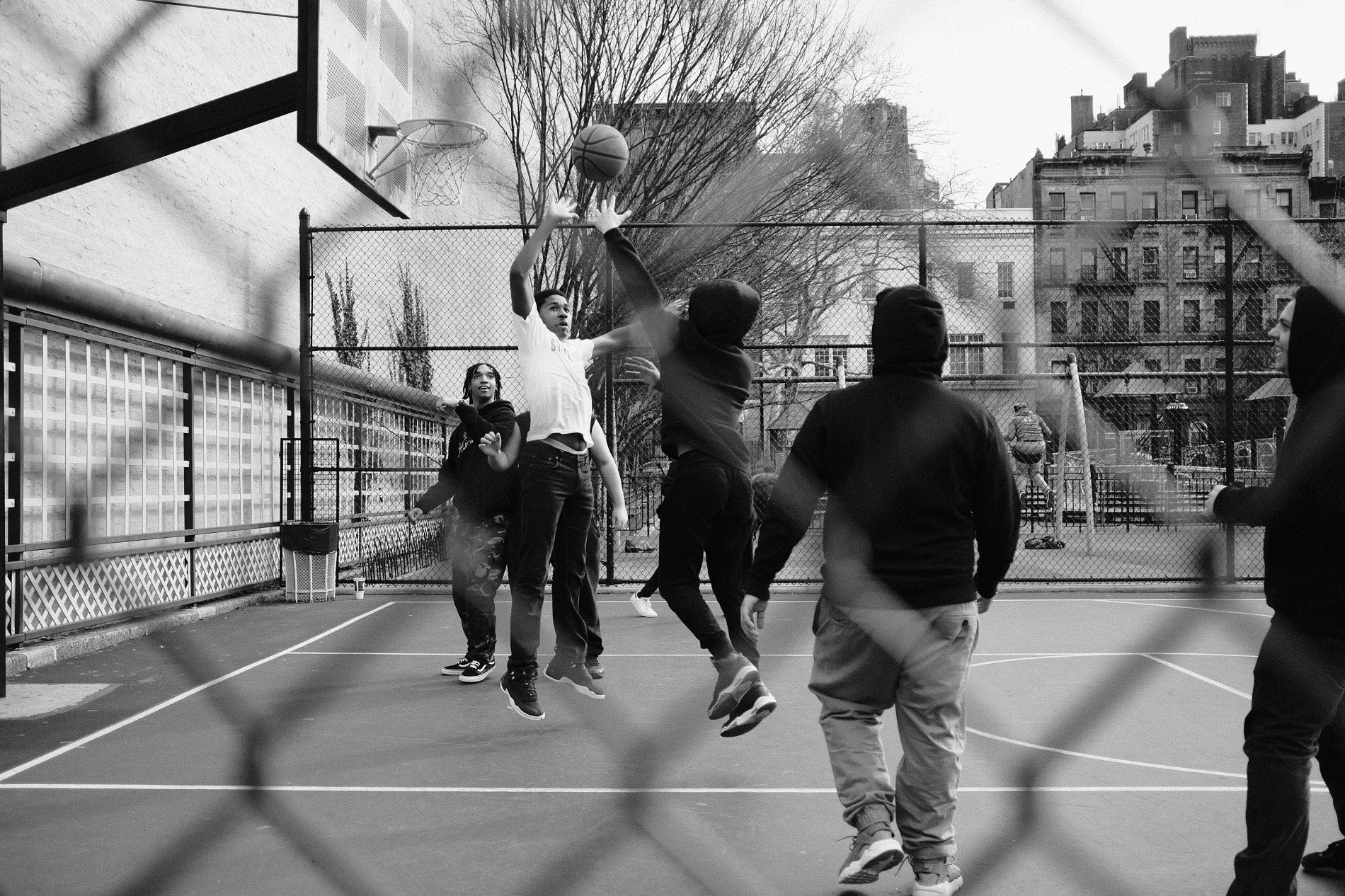 Playing basketball in New York